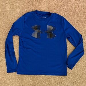 Under Armour Kids Blue Long Sleeve Tee with Logo